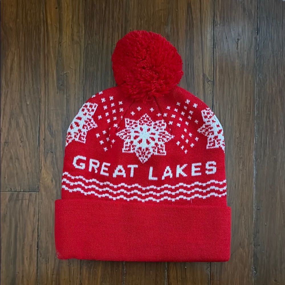 Great Lakes Brewing Co. Red Knit Beanie with Snowflake Design